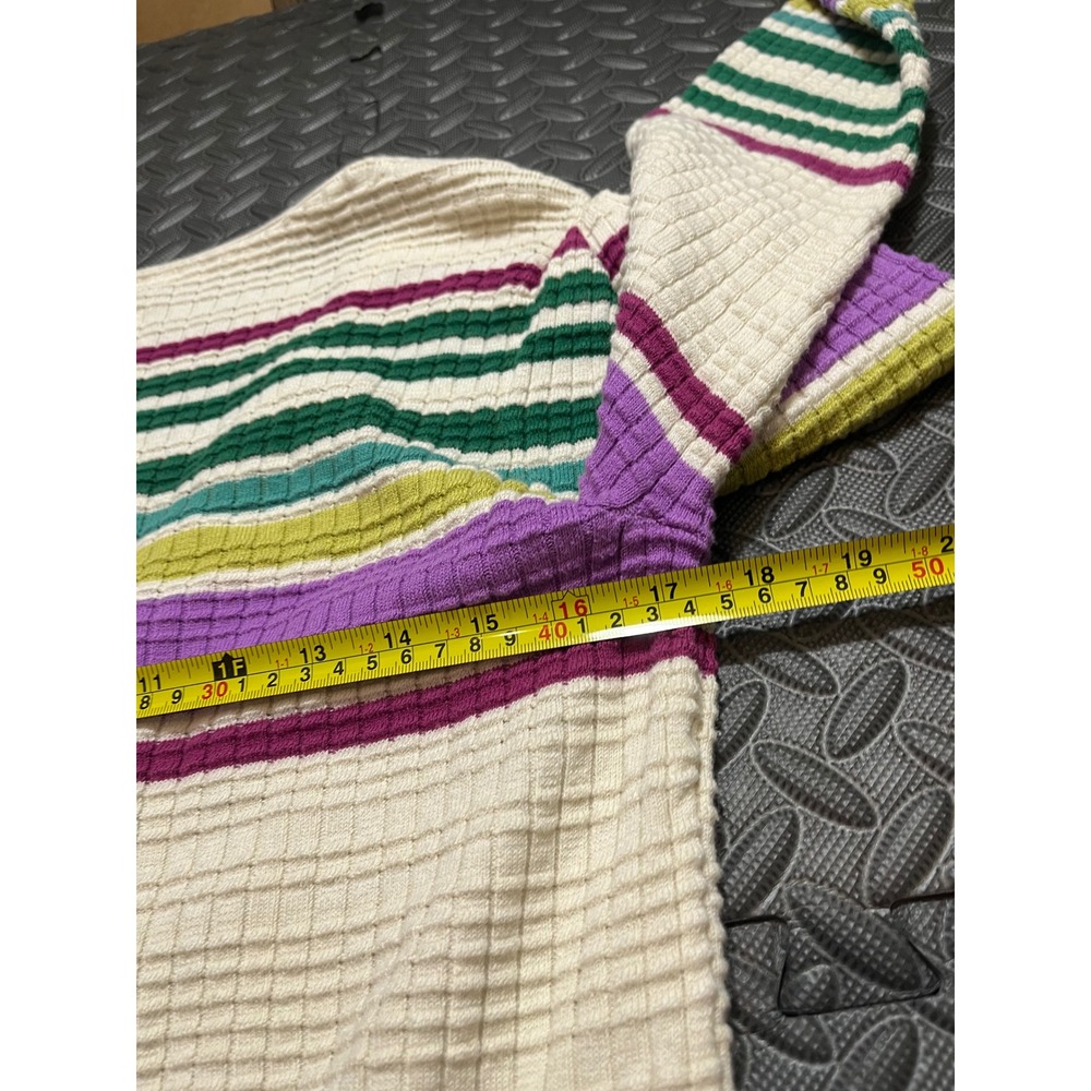 FREE PEOPLE Gidget Sweater Dress Womens Multi Striped Ribbed Knit V-Neck Medium - Picture 8 of 10